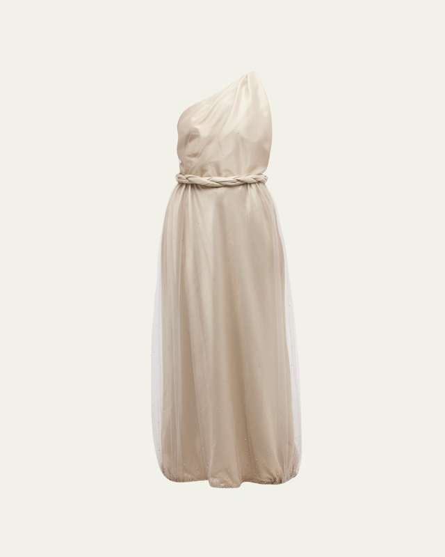 One-Shoulder Gown with Braided Detail